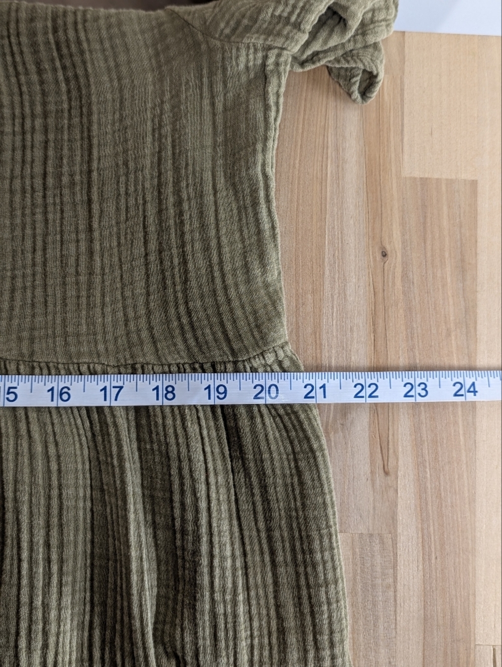 Anthropologie Olive Green Deep V-Neck Tiered Maxi Dress Cotton Gauze L - Picture 12 of 15